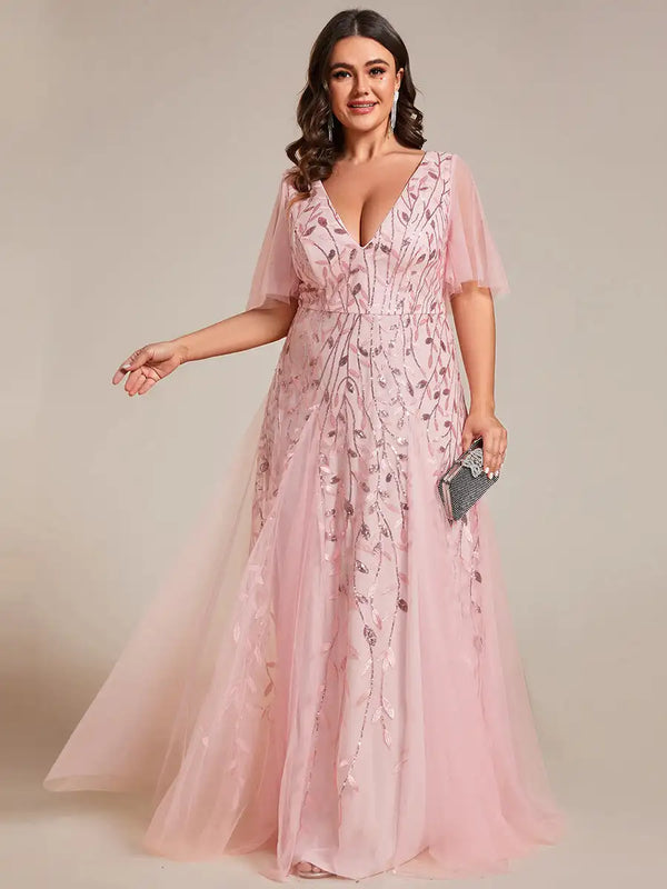 Robe de soirée grande taille avec appliqués floraux - LUNEA | Beauté sublimée