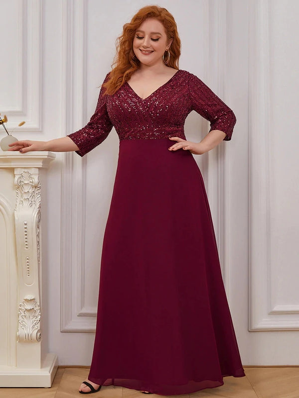 Robe de soirée grande taille avec paillettes - LUNÉA | Élégance scintillante